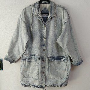 Jennifer Chase Vintage Acid Wash Jean Jacket Lined Oversized 80s 90s